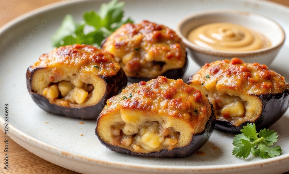 Delicious stuffed eggplant with herbs Delicious stuffed eggplant with herbs