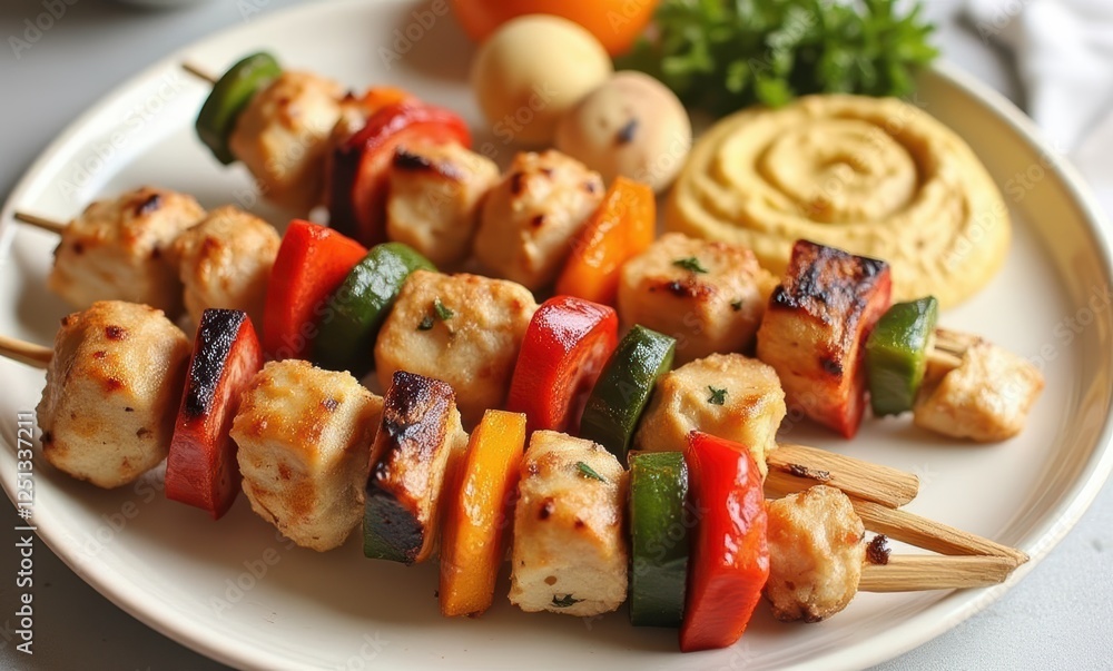 Colorful chicken skewers with veggies Colorful chicken skewers with veggies