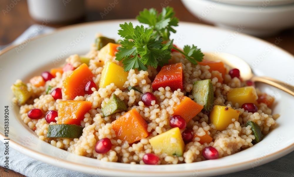 Vibrant couscous salad with vegetables