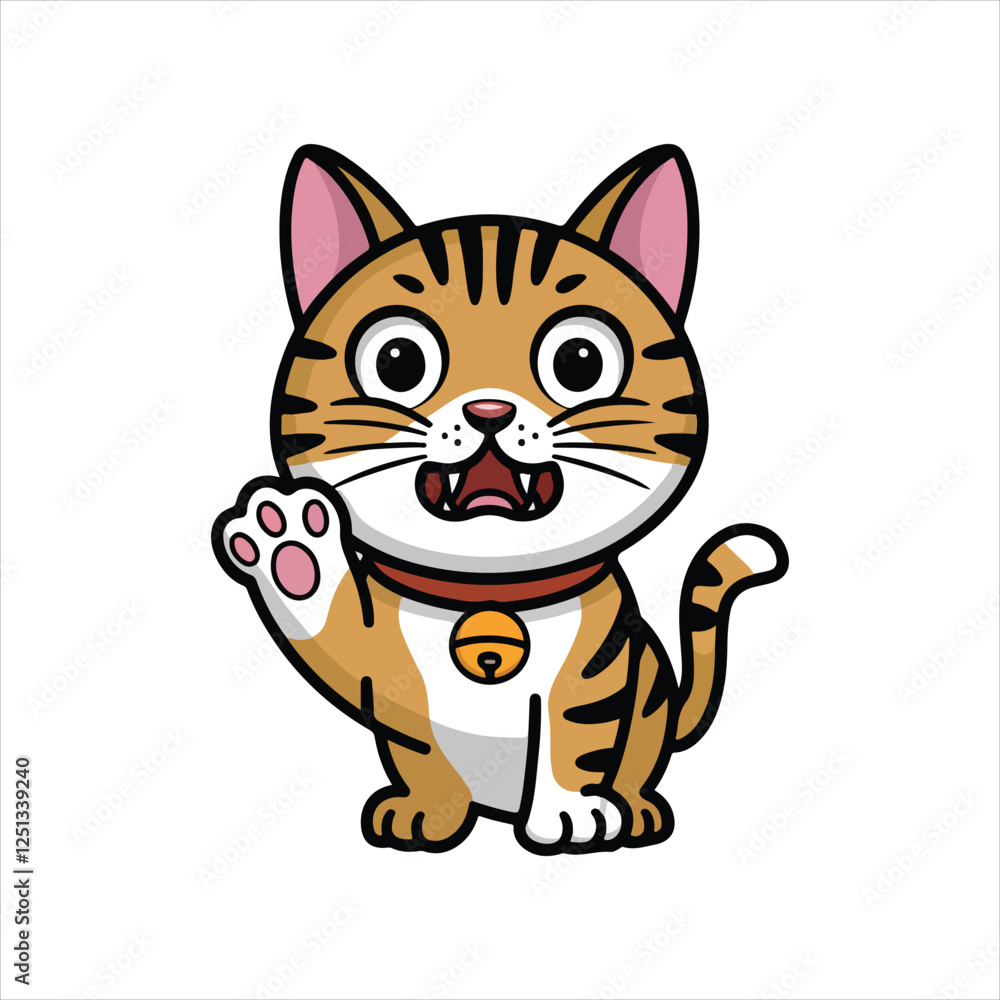 Happy Cute Cat Vector Style Design With White Background. Happy Cute Cat Vector Style Design With White Background.