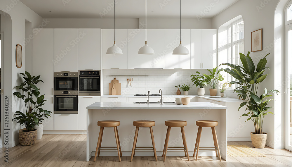 Fototapeta premium modern kitchen interior , bright white color