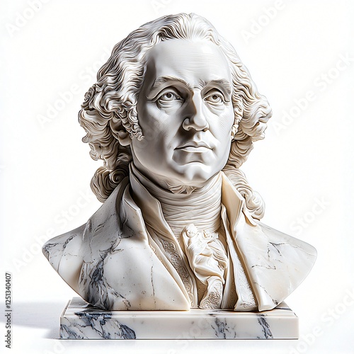 Exquisite Marble Bust Sculpture of George Washington Historical Figure American President Classic photo