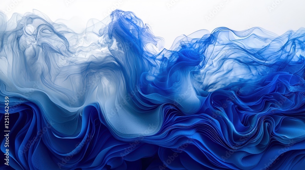 Blue and white smoke waves with deep moody blues and grays in abstract art composition Blue and white smoke waves with deep moody blues and grays in abstract art composition
