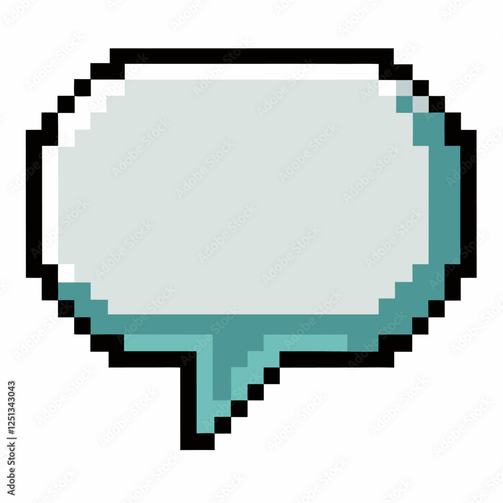 Fototapeta premium Pixel Art Speech Bubble Isolated Blank Retro Digital Comic Style Message Box