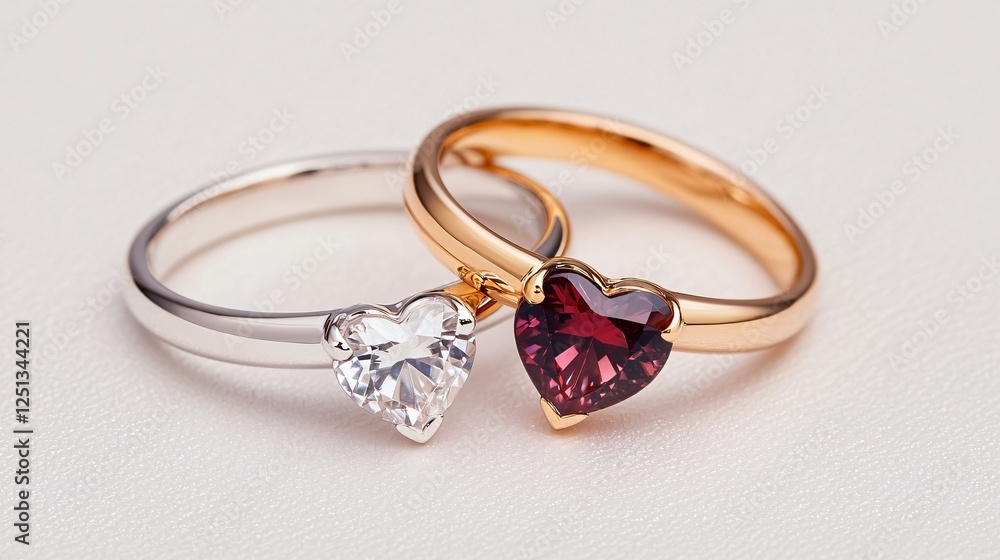 Elegant Heart Shaped Diamond Garnet Rings in Gold Silver Settings Elegant Heart Shaped Diamond Garnet Rings in Gold Silver Settings