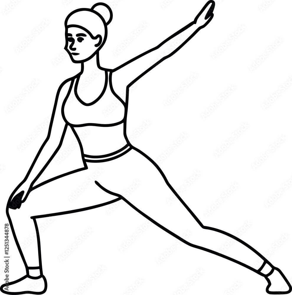 Stylized Leggings Exercise Pose Outline Vector – Great for Gym Branding Stylized Leggings Exercise Pose Outline Vector – Great for Gym Branding