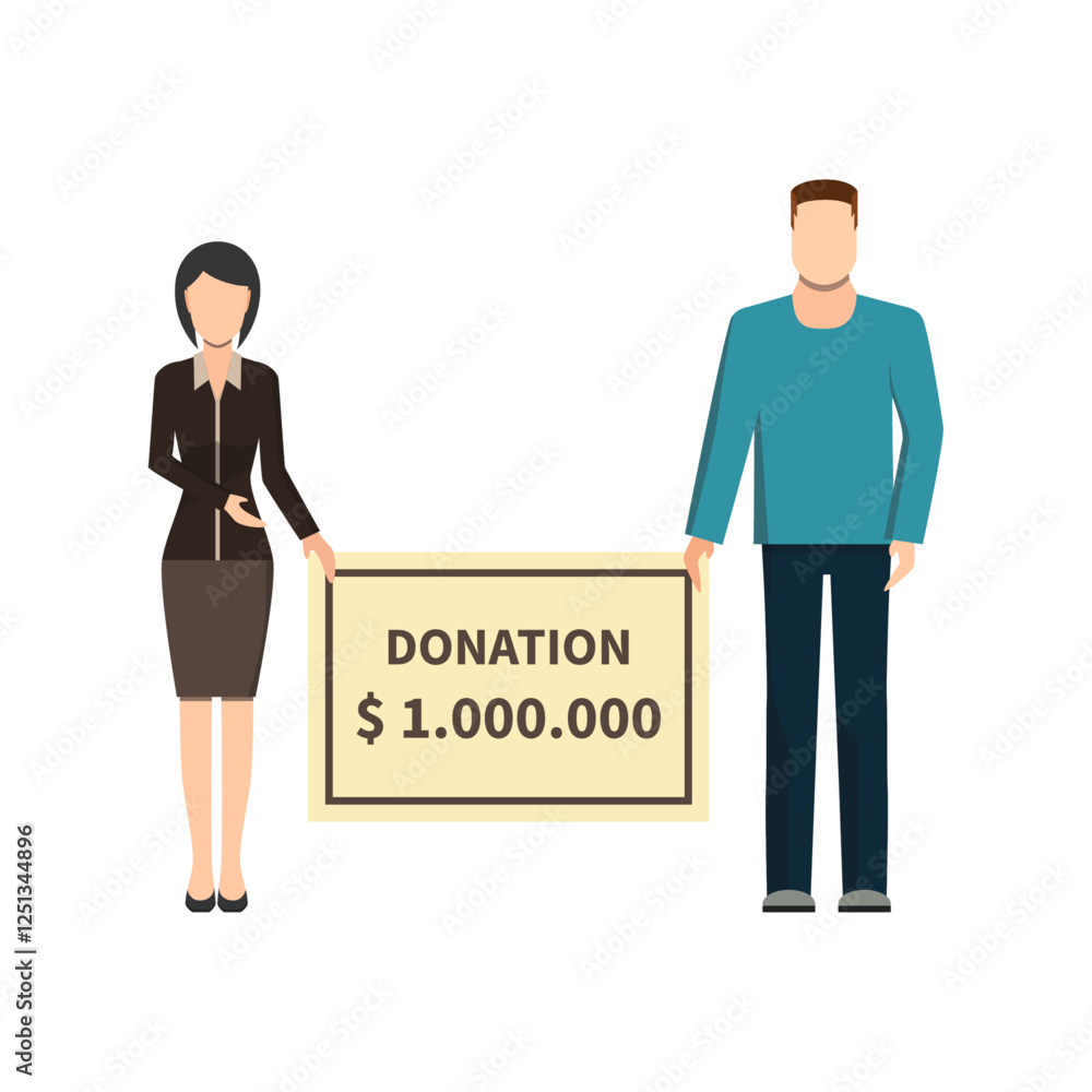 Obraz premium vector illustration of a girl and a boy asking for donations