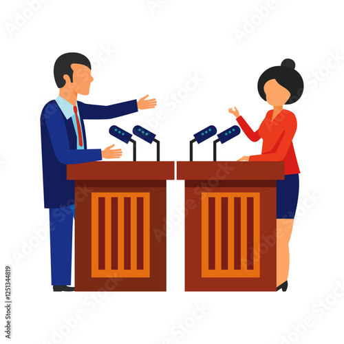 vector illustration of debate between officials