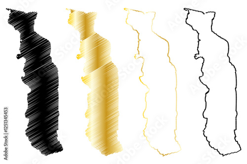 Togo map vector illustration, scribble sketch Togolese Republic