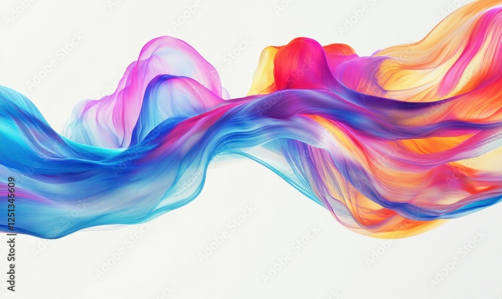Obraz premium Colorful abstract fabric wave flowing, white background, design element