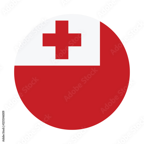 Flag of Tonga. Tonga circle flag logo icon computer vector illustration design photo