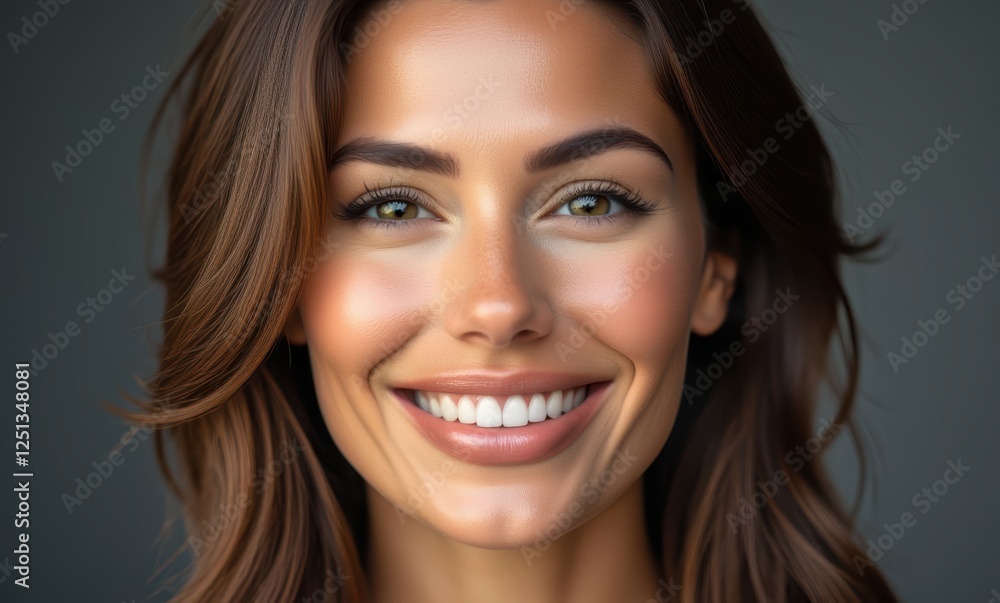 Smiling woman with long brown hair Smiling woman with long brown hair