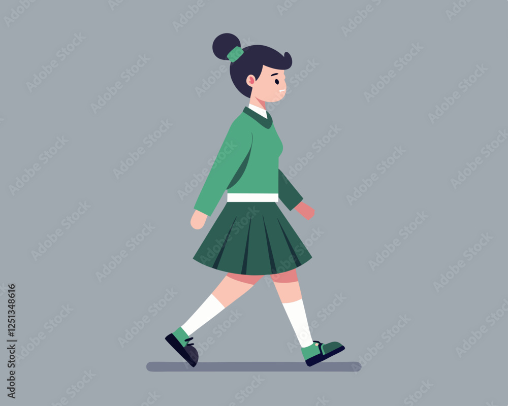 Minimalist Cartoon Girl Walking in Flat Pastel Style Vector Art Minimalist Cartoon Girl Walking in Flat Pastel Style Vector Art