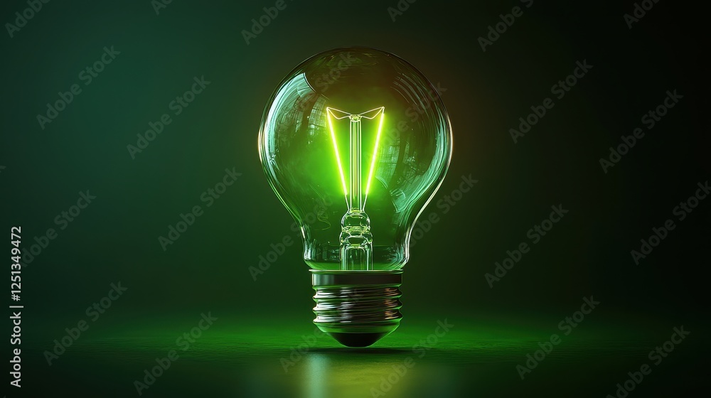A glowing green light bulb against a dark background, symbolizing innovation and sustainable energy. A glowing green light bulb against a dark background, symbolizing innovation and sustainable energy.