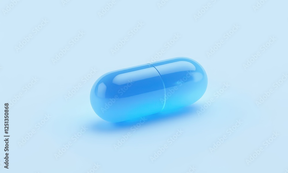 Bright blue capsule on soft background Bright blue capsule on soft background