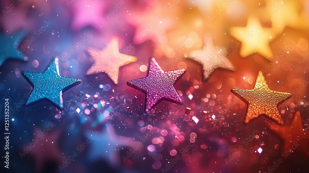 A vibrant, colorful background with sparkling stars creates a magical and festive atmosphere, perfect for celebrations or creative projects. A vibrant, colorful background with sparkling stars creates a magical and festive atmosphere, perfect for celebrations or creative projects.