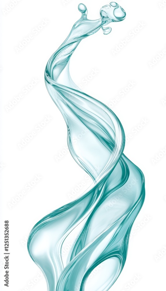 Flowing Elegance Abstract of Dynamic Teal Curves with Subtle Highlights on White Background Flowing Elegance Abstract of Dynamic Teal Curves with Subtle Highlights on White Background