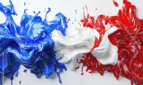 French flag colors paint splash, abstract background, art design photo