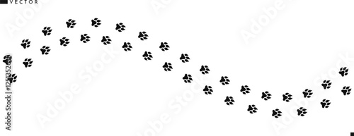 Wolf paw prints vector illustration. Wild animal paw prints silhouette