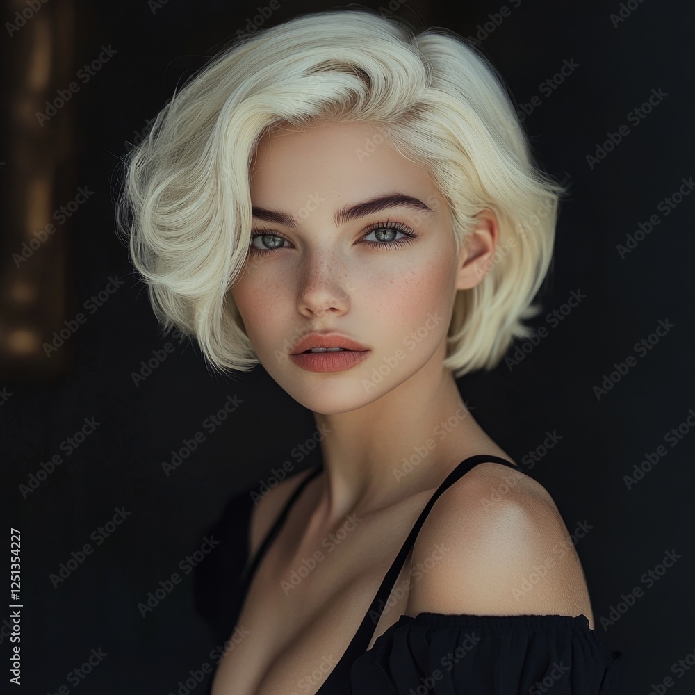 Fototapeta premium Portrait of a Young Woman with Short Blonde Hair