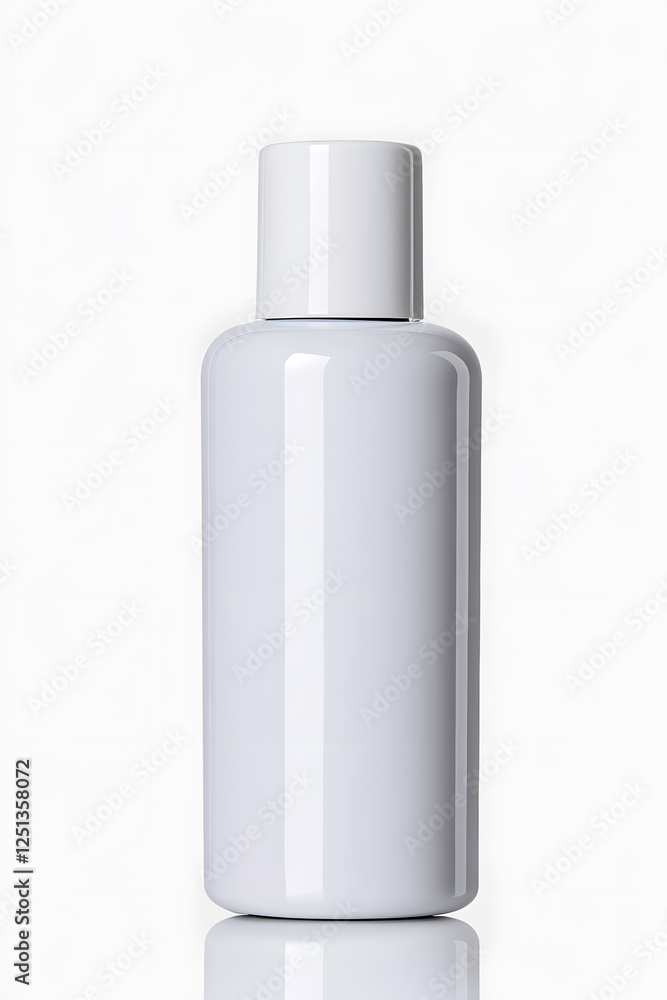 White unbranded bottle skincare container, mock up, isolated on white background White unbranded bottle skincare container, mock up, isolated on white background