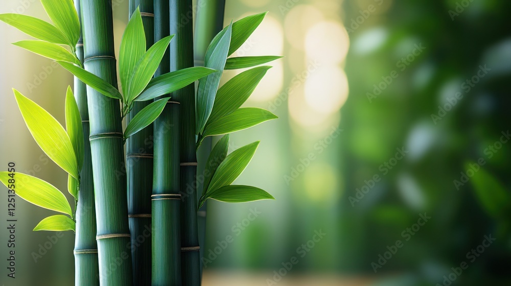 Obraz premium Lush Bamboo Forest, Sunlight, Serenity, Spa