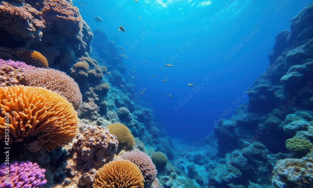 Vibrant coral reef teeming with life Vibrant coral reef teeming with life
