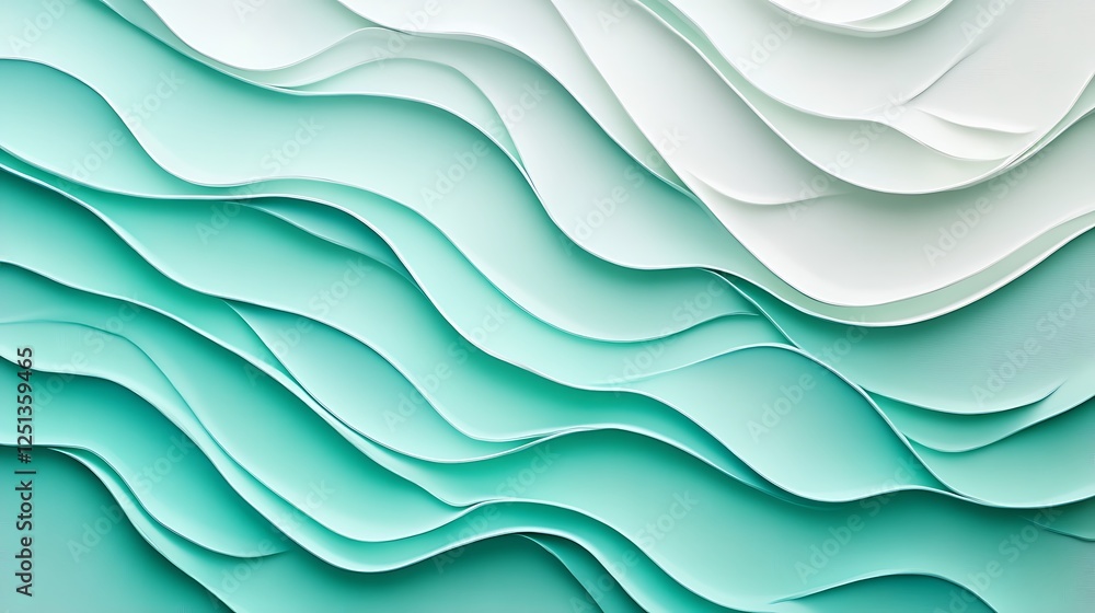 Abstract Teal and White Wavy Paper Layers Design Abstract Teal and White Wavy Paper Layers Design