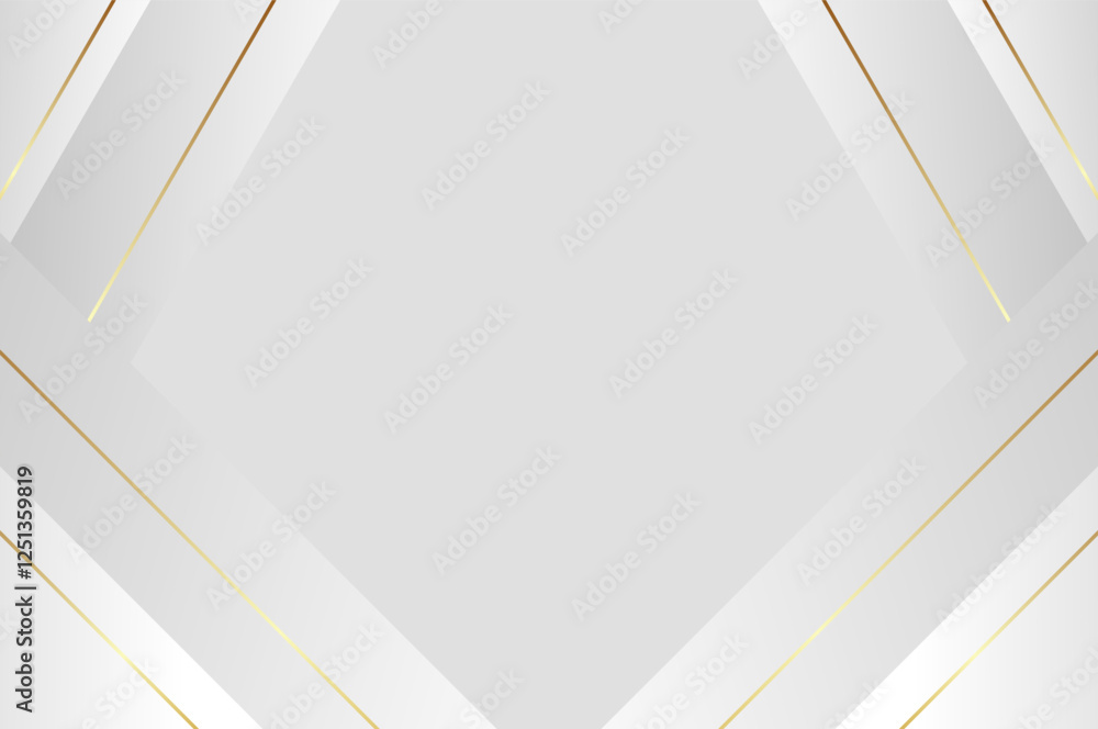 Obraz premium luxury white grey curtain background with gold line. Abstract geometry background with modern and elegant concept.