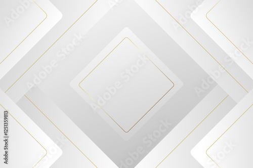 luxury white grey Rounded diamond shape background with gold line. Abstract geometry background with modern and elegant concept.
