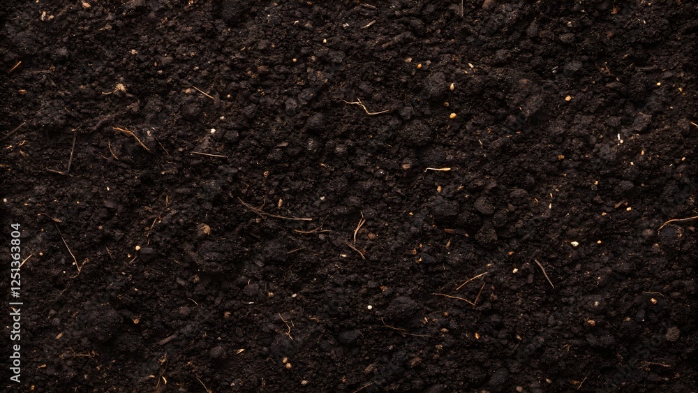 Dark Fertile Detailed Soil Surface Texture Background for Agricultural, Gardening and Environmental Projects. Dark Fertile Detailed Soil Surface Texture Background for Agricultural, Gardening and Environmental Projects.