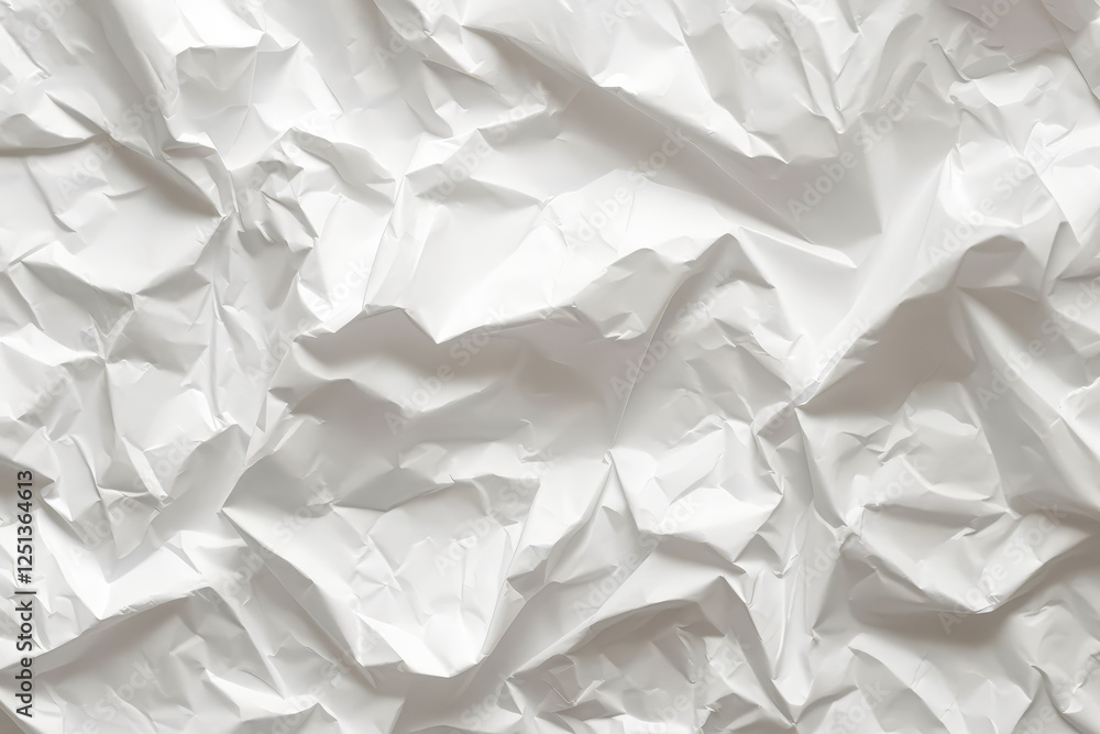 Obraz premium White paper with a crumpled texture. The paper is torn and has a rough, uneven surface. Concept of chaos and disorder, as if the paper has been ripped apart
