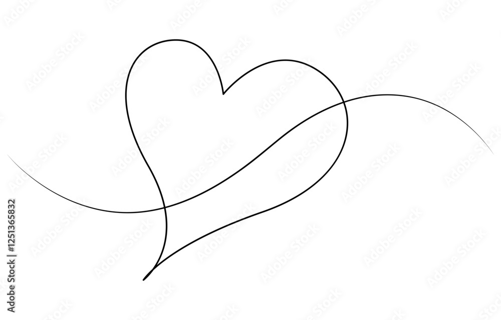 Continuous one line love shape drawing Continuous one line love shape drawing