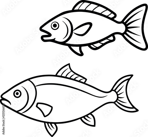 Stylized Fish Outline Vector – Great for Seafood Branding