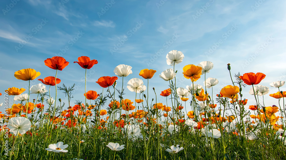 Vibrant flower field blossoming nature's landscape spring season colorful environment Vibrant flower field blossoming nature's landscape spring season colorful environment