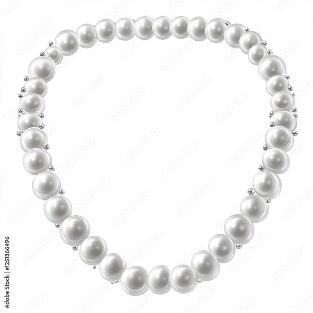 Obraz premium Elegant White Pearl Necklace with Silver Accents on a Clean Background for Jewelry and Fashion Styling Concepts