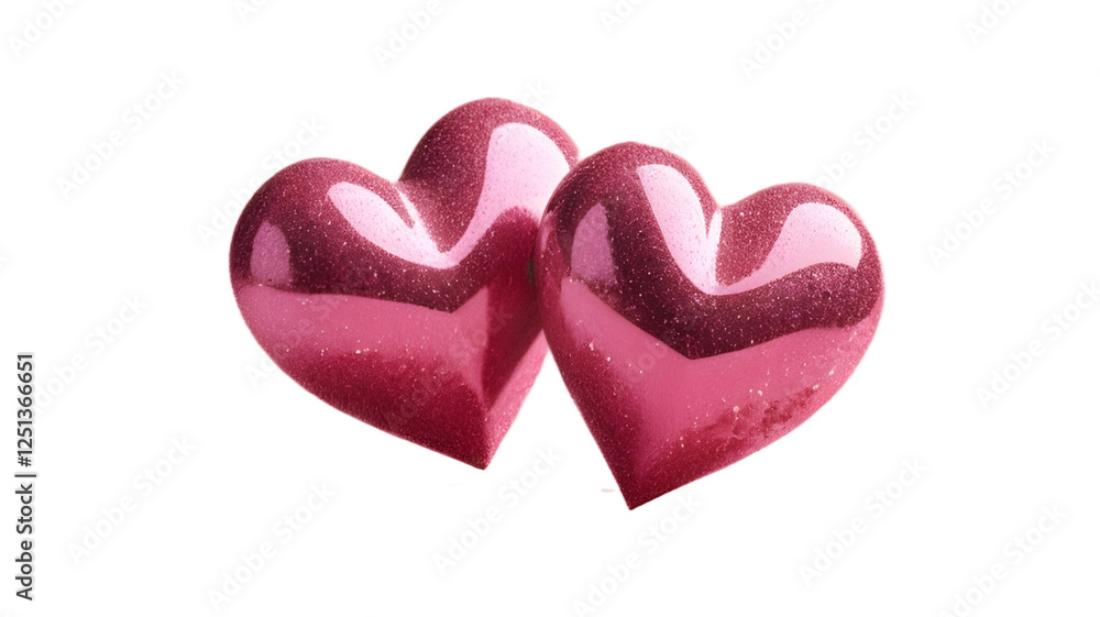 two glossy pink hearts with glitter effect on a white, transparent background png two glossy pink hearts with glitter effect on a white, transparent background png