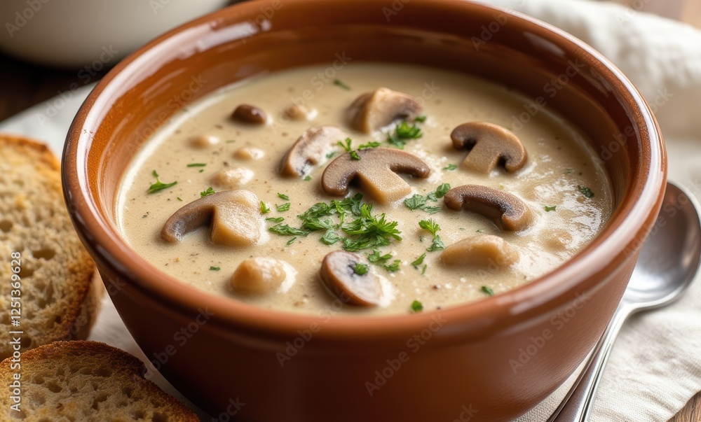 Creamy mushroom soup with fresh herbs Creamy mushroom soup with fresh herbs