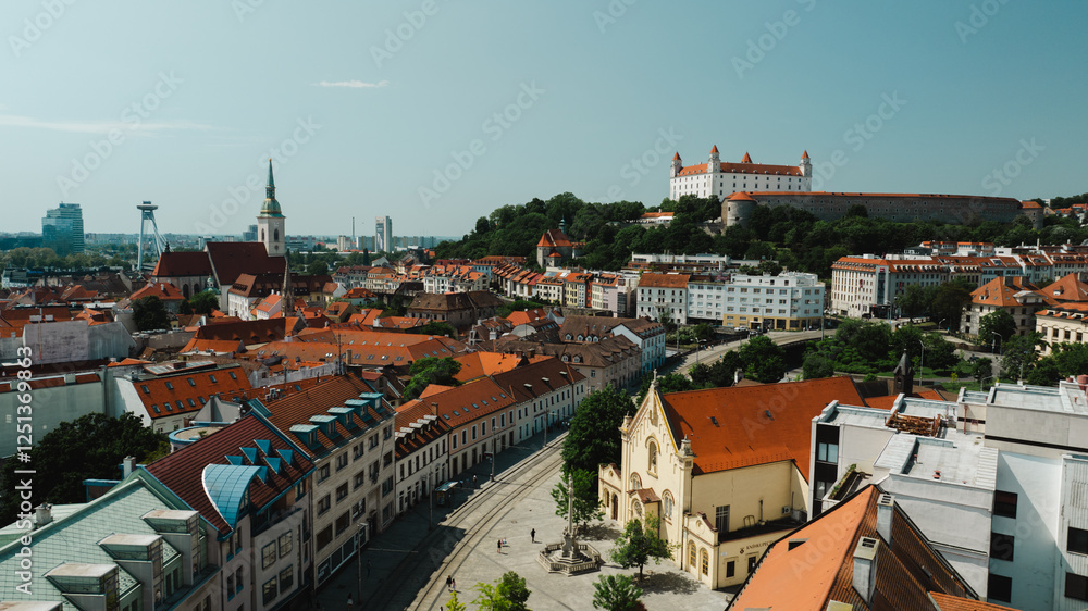custom made wallpaper toronto digitalBratislava old town view castle and city church in city centre. bratislavy skyline aerial view drone footage of bratislava slovakia city.