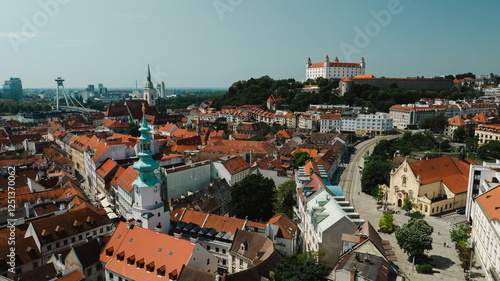 Photography Bratislava old town view castle and city church in city centre
