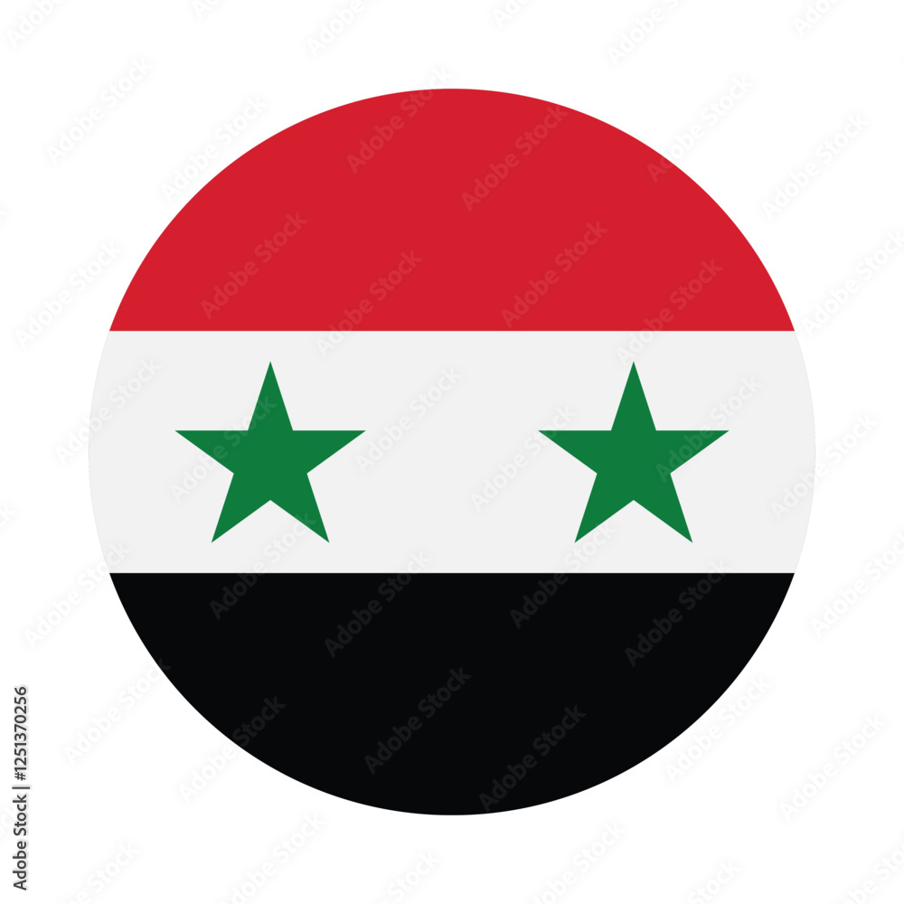 Flag of Syria. Syria circle flag logo icon computer vector illustration design Flag of Syria. Syria circle flag logo icon computer vector illustration design