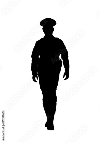 Silhouette of American policeman, police officer - vector illustration