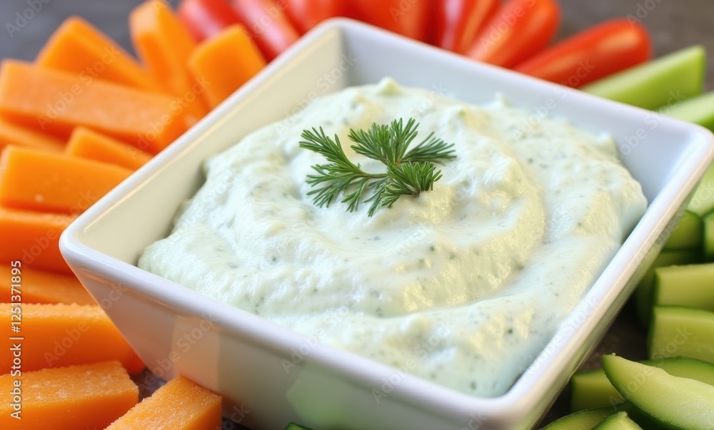 Fresh dip with colorful vegetables Fresh dip with colorful vegetables