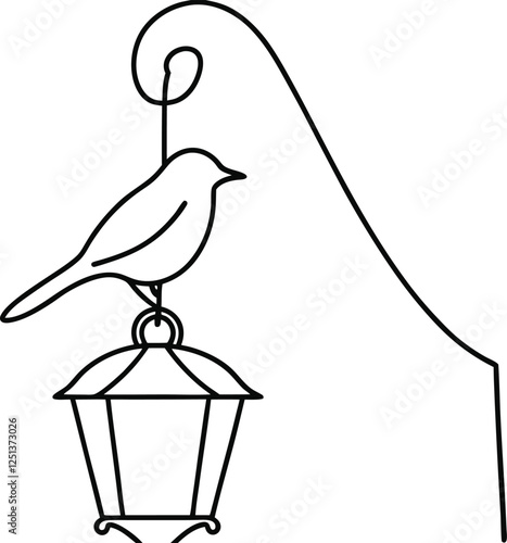 Ornate Bird Silhouette Perched on Elegant WallMounted Lantern