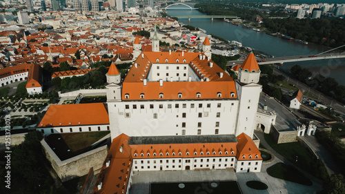 Photography Bratislava old town view castle and city church in city centre
