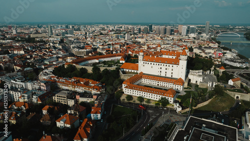 Photography Bratislava old town view castle and city church in city centre