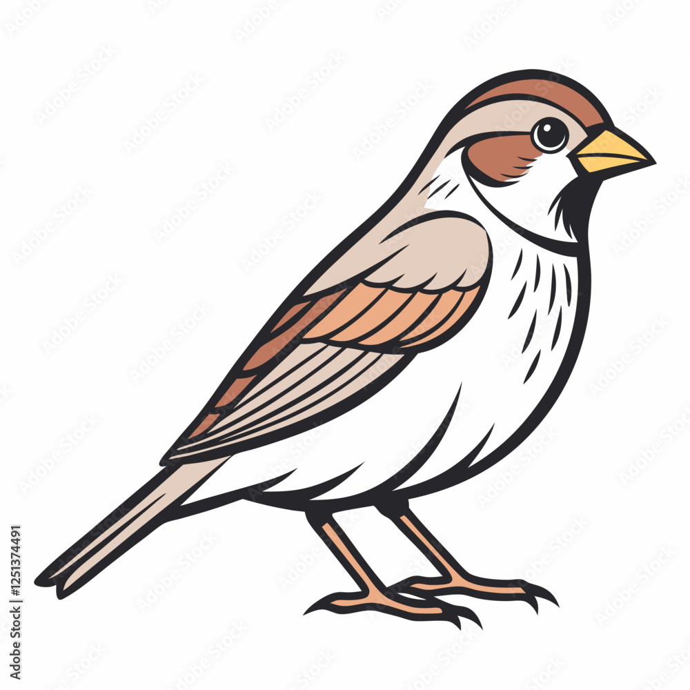 Obraz premium Simple a Sparrow line art vector white background