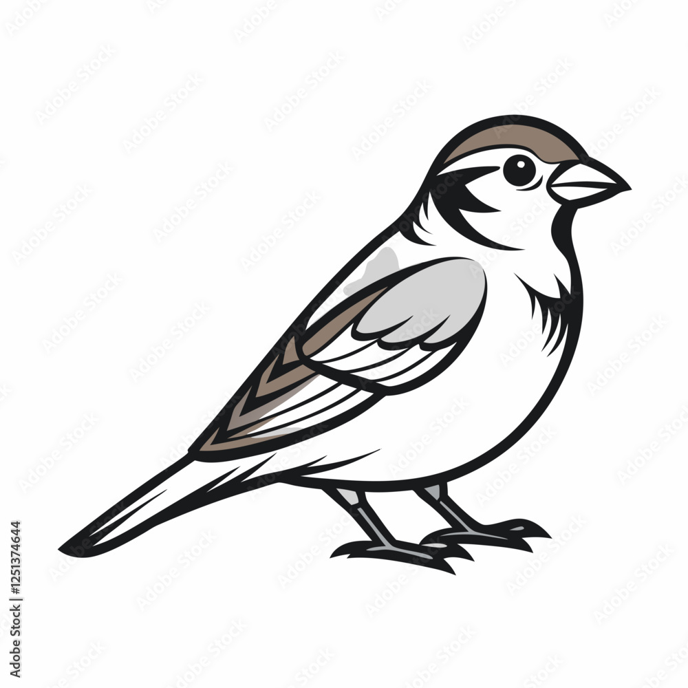 Fototapeta premium Simple a Sparrow line art vector white background