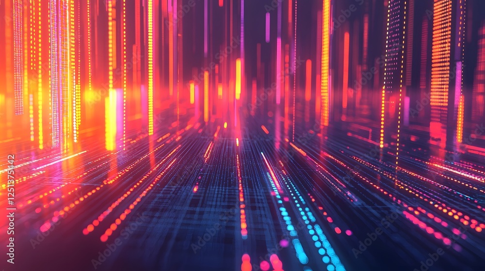 Vibrant digital background showcasing futuristic technology trends such as intelligence machine learning and blockchain The image features a dynamic colorful Vibrant digital background showcasing futuristic technology trends such as intelligence machine learning and blockchain The image features a dynamic colorful