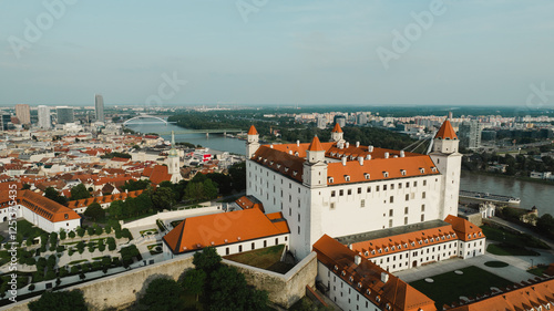 Photography Bratislava old town view castle and city church in city centre